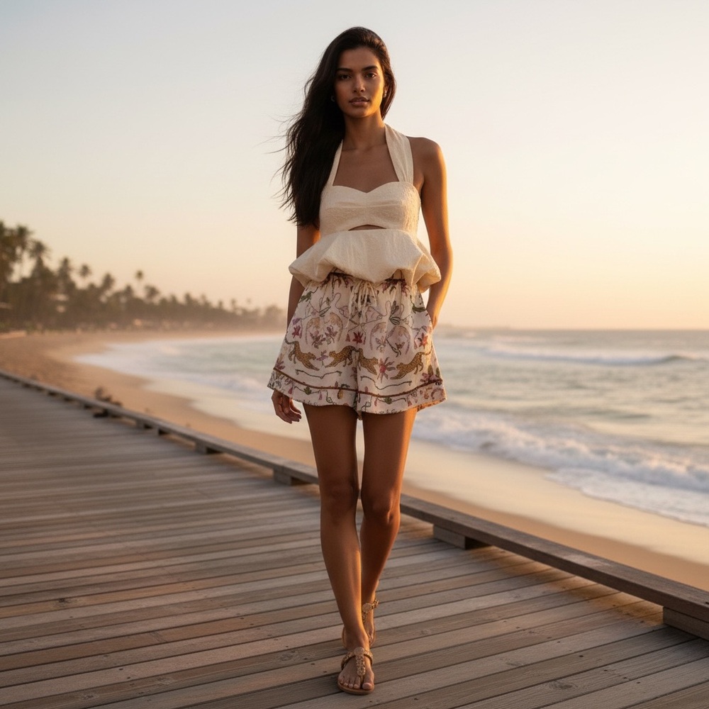 Eugenia Fernandez NWT Sotavento Las Guacamayas Printed Flowy Shorts Size M